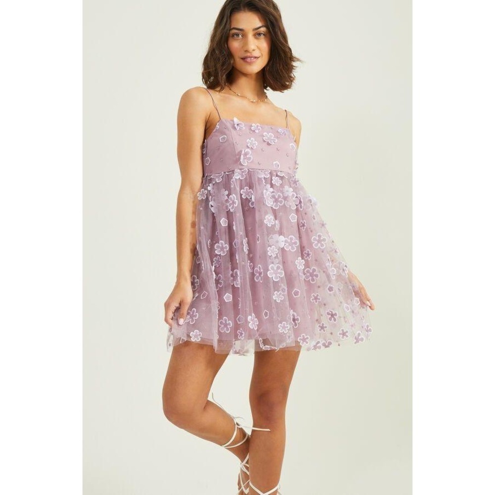 Trixxi Dreamy Y2K Cupcake Babydoll Tutu Mini Fairy Dress Charming 3D Flowers